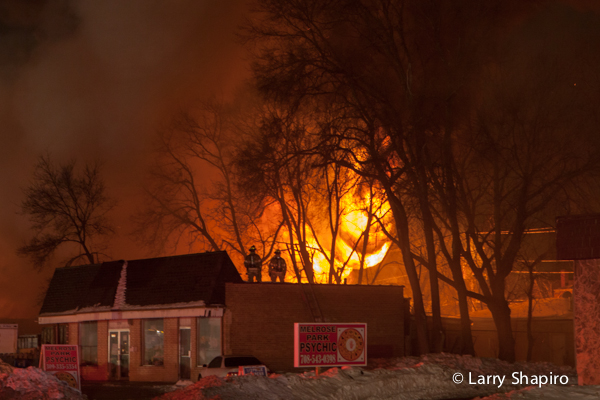 huge fire scene at night