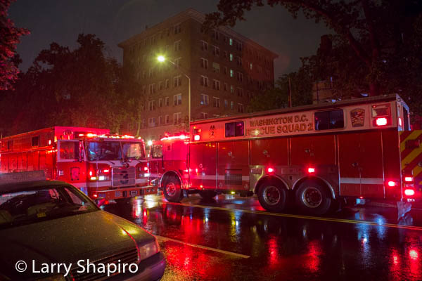 DCFD Rescue 1 and Rescue 2 at a fire scene