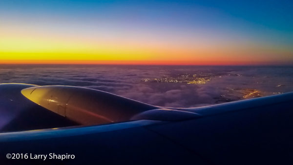 Sunrise over Chicago from an Southwest airplane window