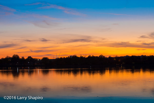 Air Force Memorial at sunset from across the Tidal Basin
