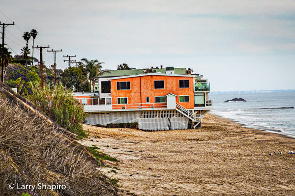 Orange beach house in Malibu