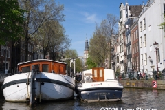 Boats in a canal in Amsterdam, April 2025.